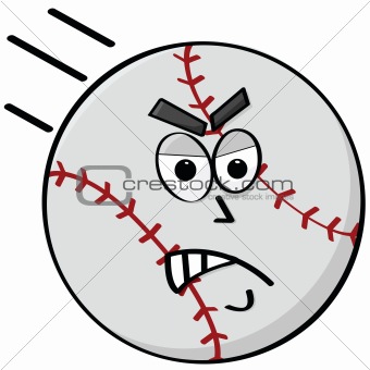 Image Description  Cartoon Illustration Of An Angry Baseball Flying