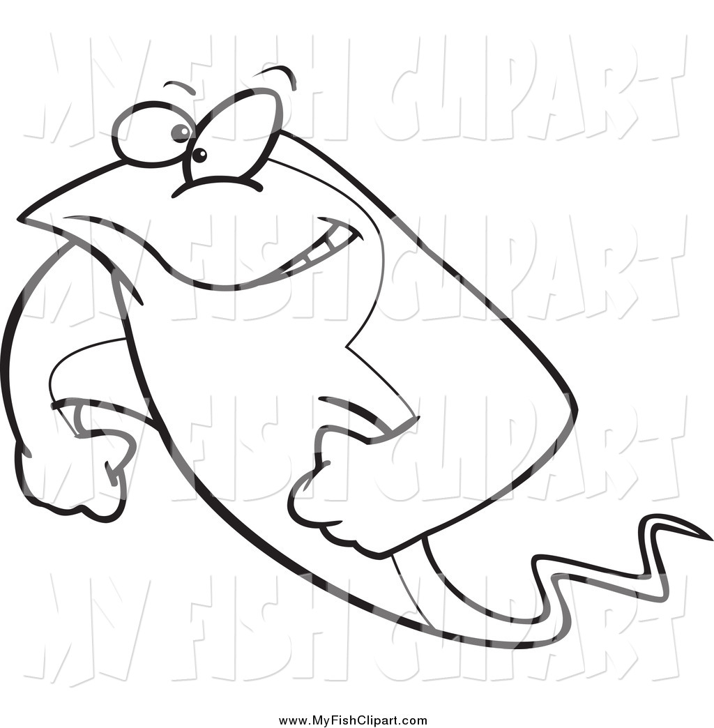 Larger Preview  Clip Art Of A Black And White Strong Stingray By Ron