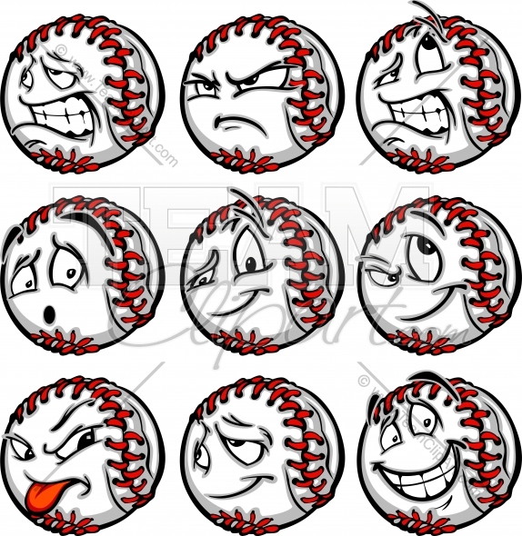 Mad Baseball Face Clipart Image  Easy To Edit Vector Format