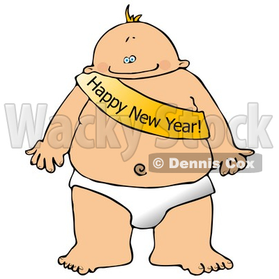 New Year S Baby Wearing A Happy New Year Sash Clipart Illustration