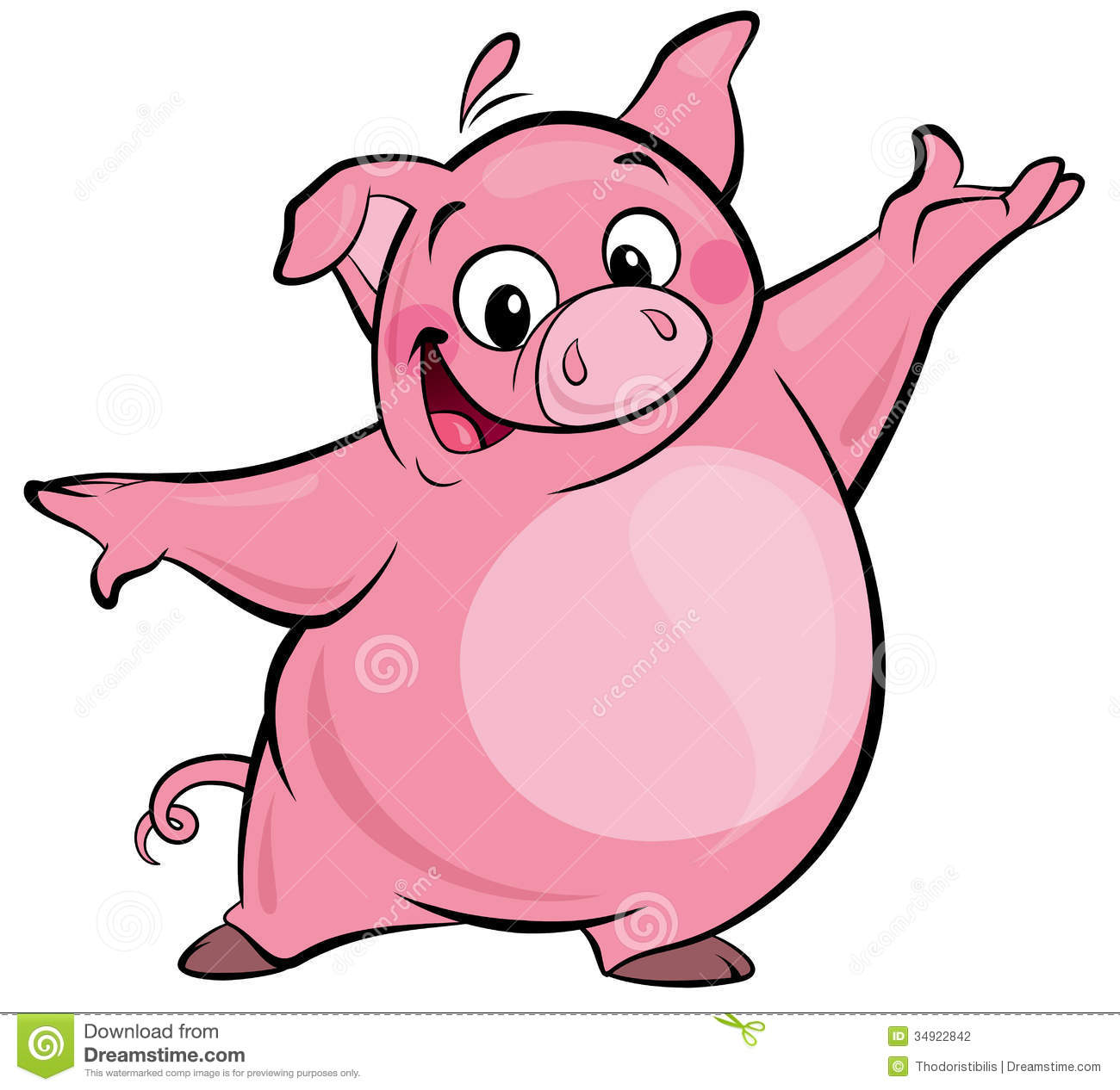 Pig In Mud Cartoon Cartoon Happy Cute Pink Pig Character Presenting