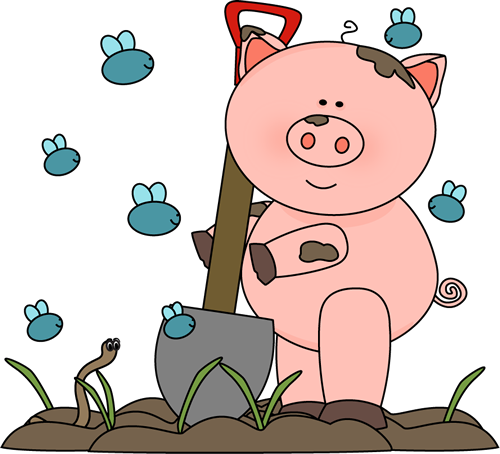 Pig In Mud With Flies And Worm Png