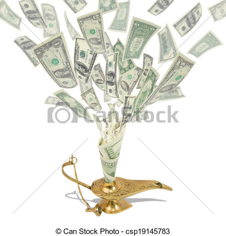 Stock Illustration Of Money Fly Out Of Aladdins Magic Lamp Business