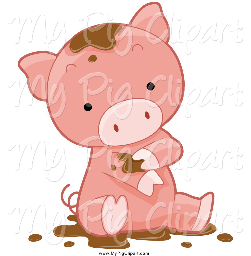 Swine Clipart Of A Cute Piglet Bathing In Mud By Bnp Design Studio 595