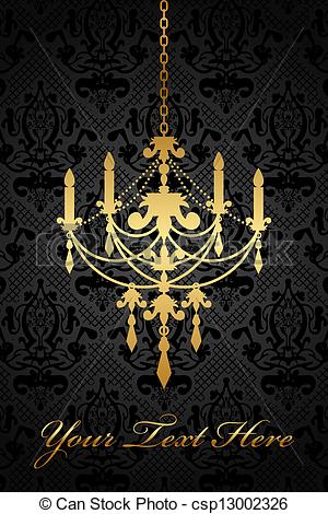 Vector   Background With Gold Chandelier   Stock Illustration Royalty