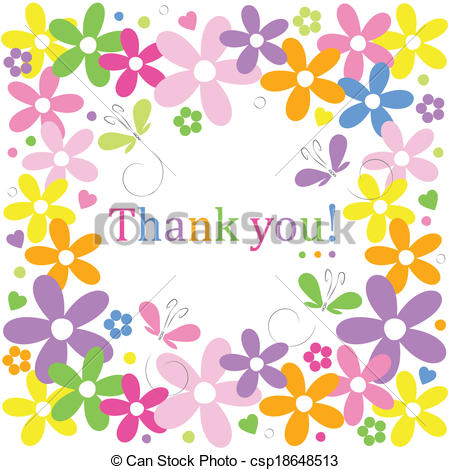 Vector Clip Art Of Flowery Thank You Border   Hearts Flowers And