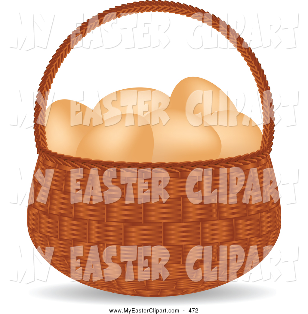 Woven Basket Full Of Organic And Free Range Brown Chicken Eggs