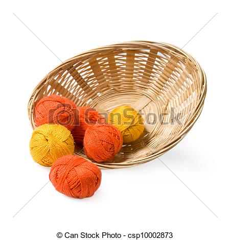 Woven Basket With Threads  Isolated On White Background