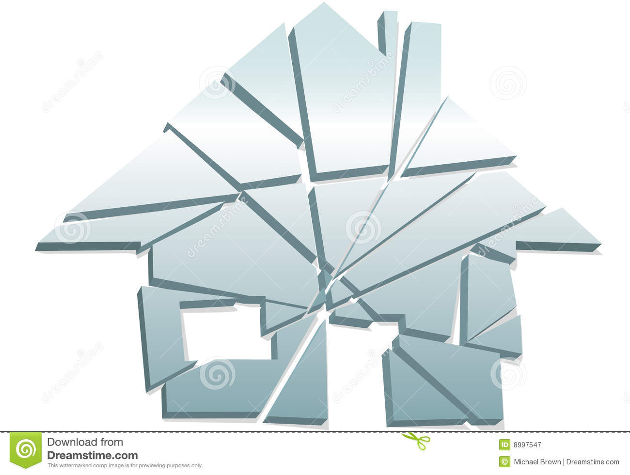 Broken Home Concept House Symbol Shattered Pieces Royalty Free Stock