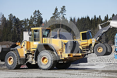 Bulldozers And Trucks In Action Royalty Free Stock Photos   Image