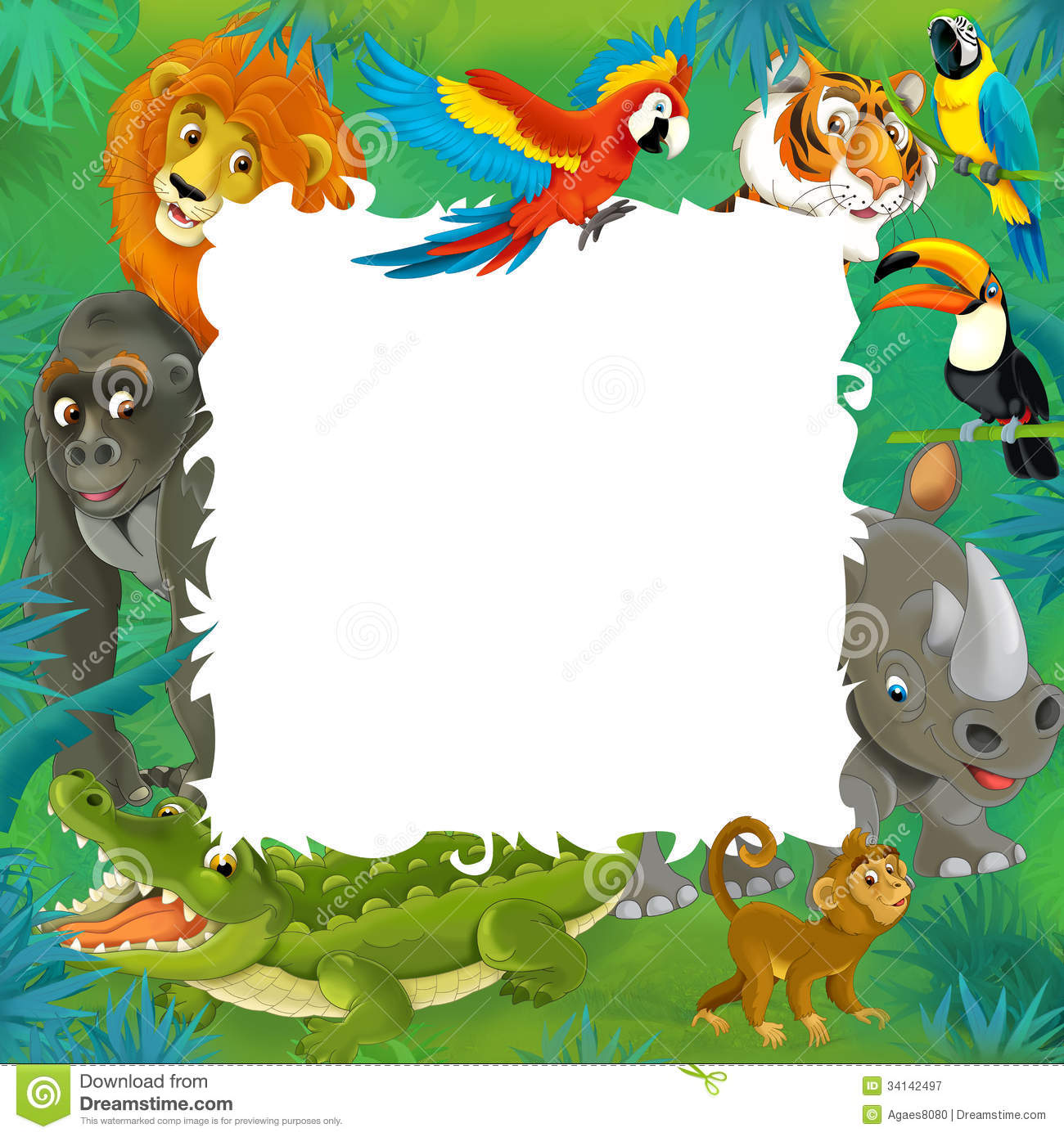 Cartoon Safari   Jungle   Frame Royalty Free Stock Photography   Image