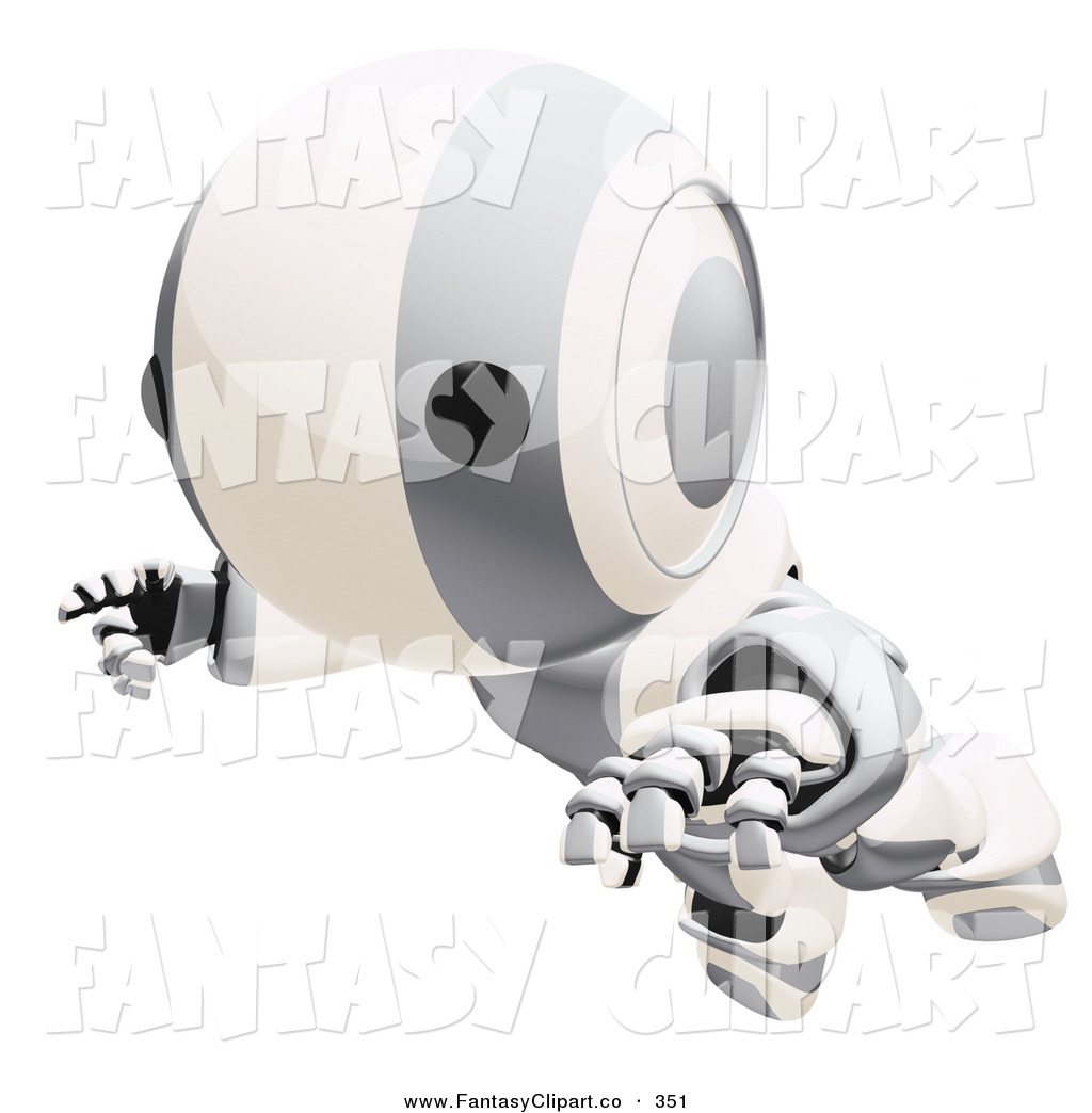 Clip Art Of A Goofy And Clumsy Chrome And White Ao Maru Humanoid Robot    