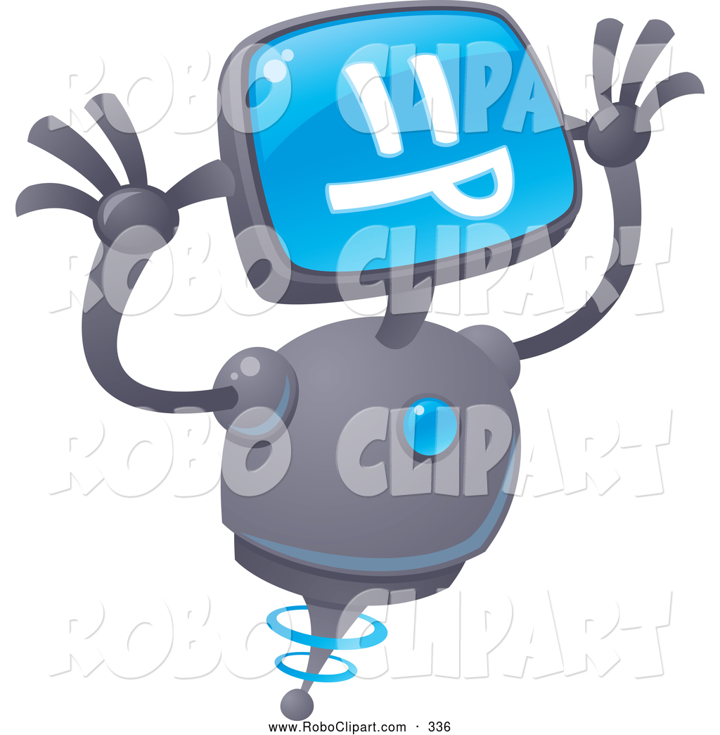 Clip Art Of A Silly Robot With A Computer Head Making A Goofy Face By
