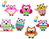 Clip Art Personal Small Commercial   Cute Little Owl Set Clipart 1023
