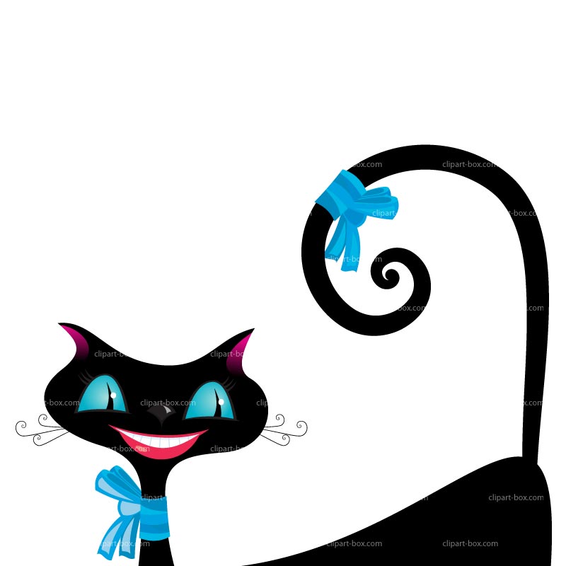 Clipart Black Cat With Ribbon   Royalty Free Vector Design