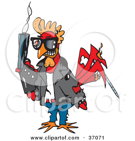 Clipart Illustration Of A Grinning Rooster With A Golden Tooth And