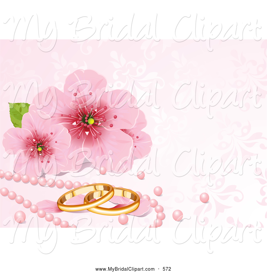 Clipart Of A Pink Wedding Background Of Cherry Blossoms Pink Pearls