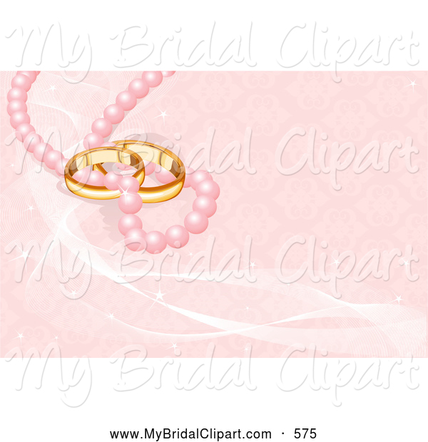 Clipart Of A Pretty Pink Wedding Background Of Golden Bands Pink