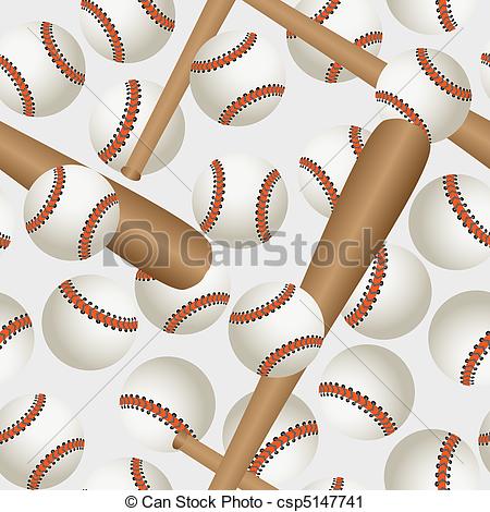 Clipart Of Baseball Pattern   Seamless Background With Baseball Bat