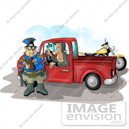 Cop Man Giving A Pickup Truck Driver A Traffic Ticket Clipart By Djart