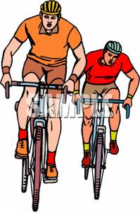 Cyclists Racing Bicycles   Royalty Free Clipart Picture