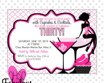 Dirty 30 Birthday Invitation     Cu Pcakes And Cocktails