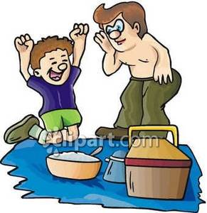 Father And Son Picnic   Royalty Free Clipart Picture