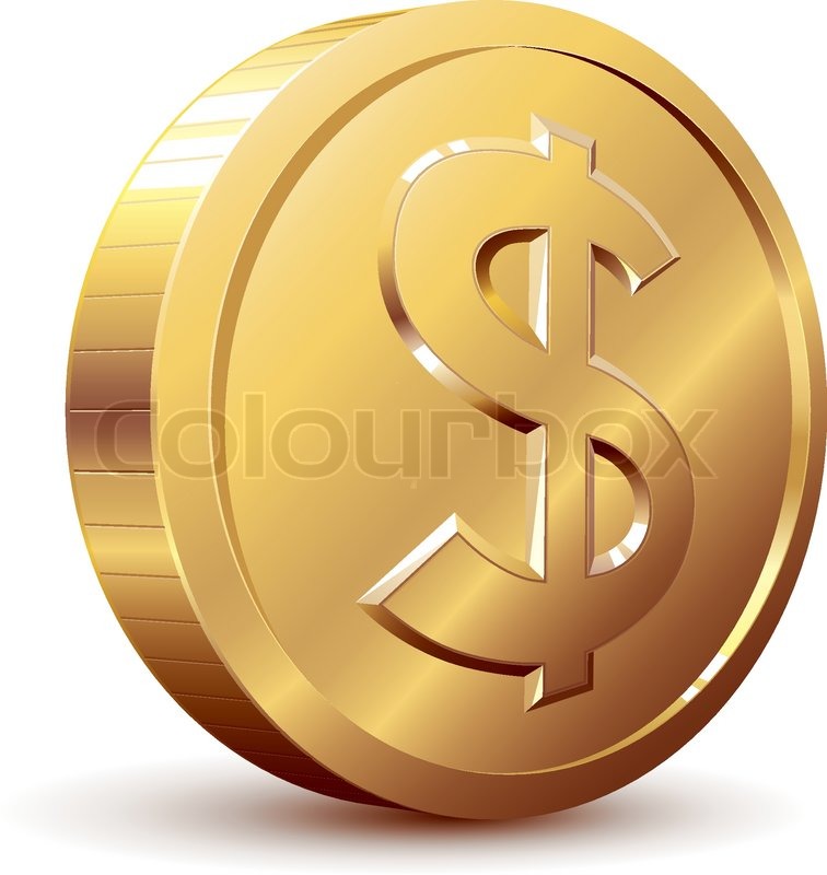 Gold Dollar Sign Gold Coin With Dollar Sign
