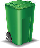 Green Street Trash Can   Clipart Graphic