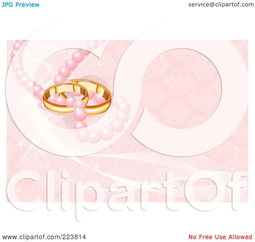 Illustration Of A Pink Wedding Background Of Golden Bands Pink Pearls