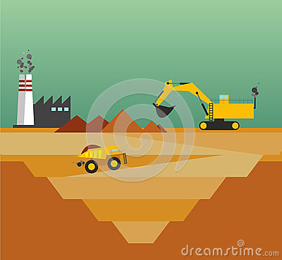 Mining Process Using Trucks In The Sand 