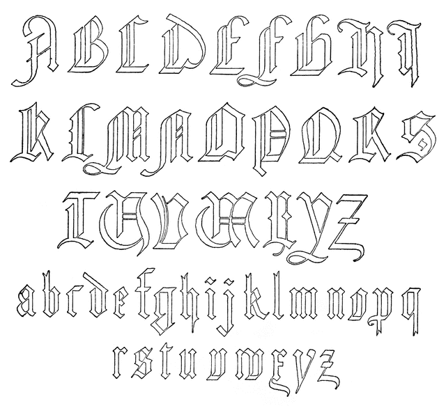 Old German Alphabet   Clipart Etc