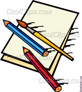 Pencil Crayons And Paint Brush Clipart