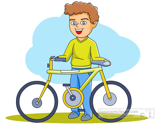 Recreation   Boy With Bicycle   Classroom Clipart