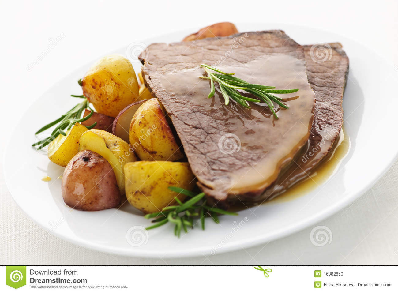 Roast Beef And Potatoes Stock Photo   Image  16882850