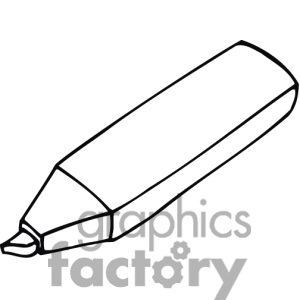 Royalty Free Black And White Outline Of A Highlighter Marker Clipart