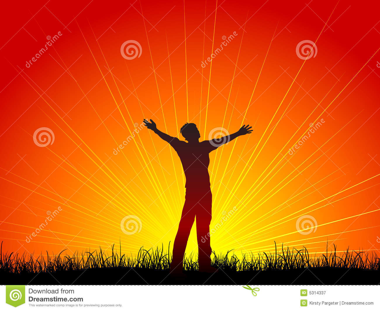 Silhouette Of A Man With His Arms Outstretched In Worship 