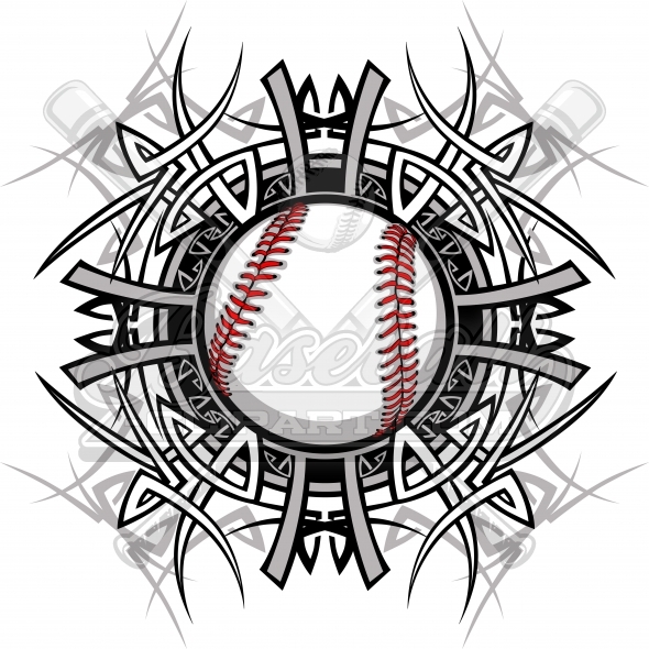 Tribal Baseball Clipart Logo   Baseball Clipart Design  0010