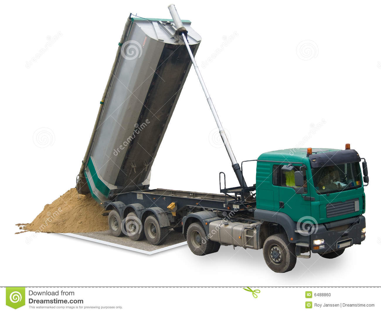 Truck Unloading Sand On A Picture  The Picture Has A Transparent    