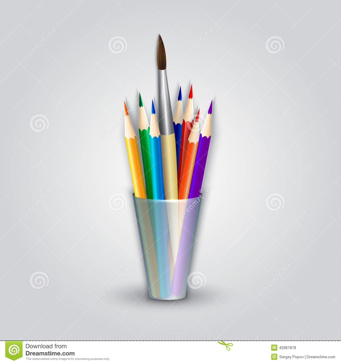Vector Abstract Color Pencils And Paint Brush In Stock Vector   Image