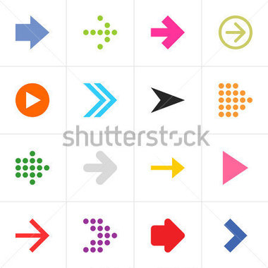 16 Arrow Pictogram Set  Simple Sign Color Web Icon On White Background    