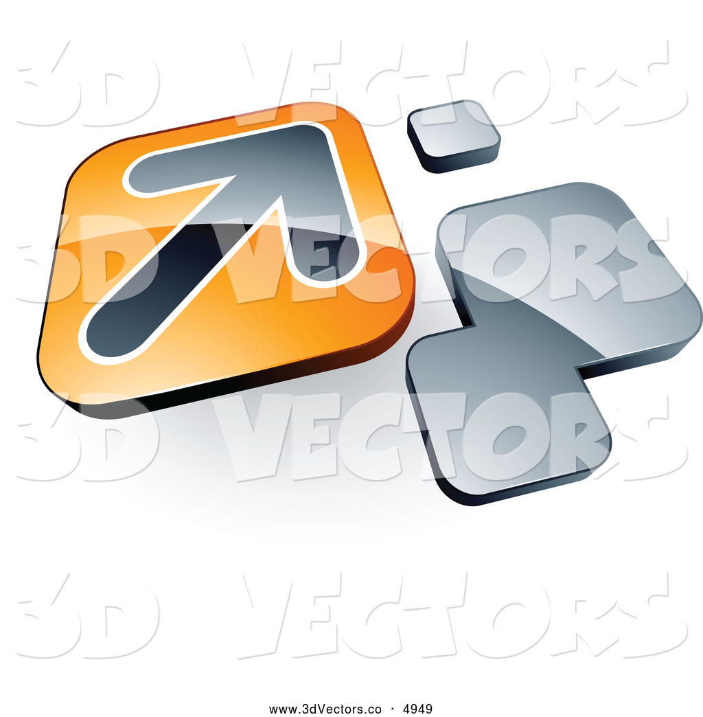 3d Vector Clipart Of A Arrow On An Orange Tile Box Near Orange Squares