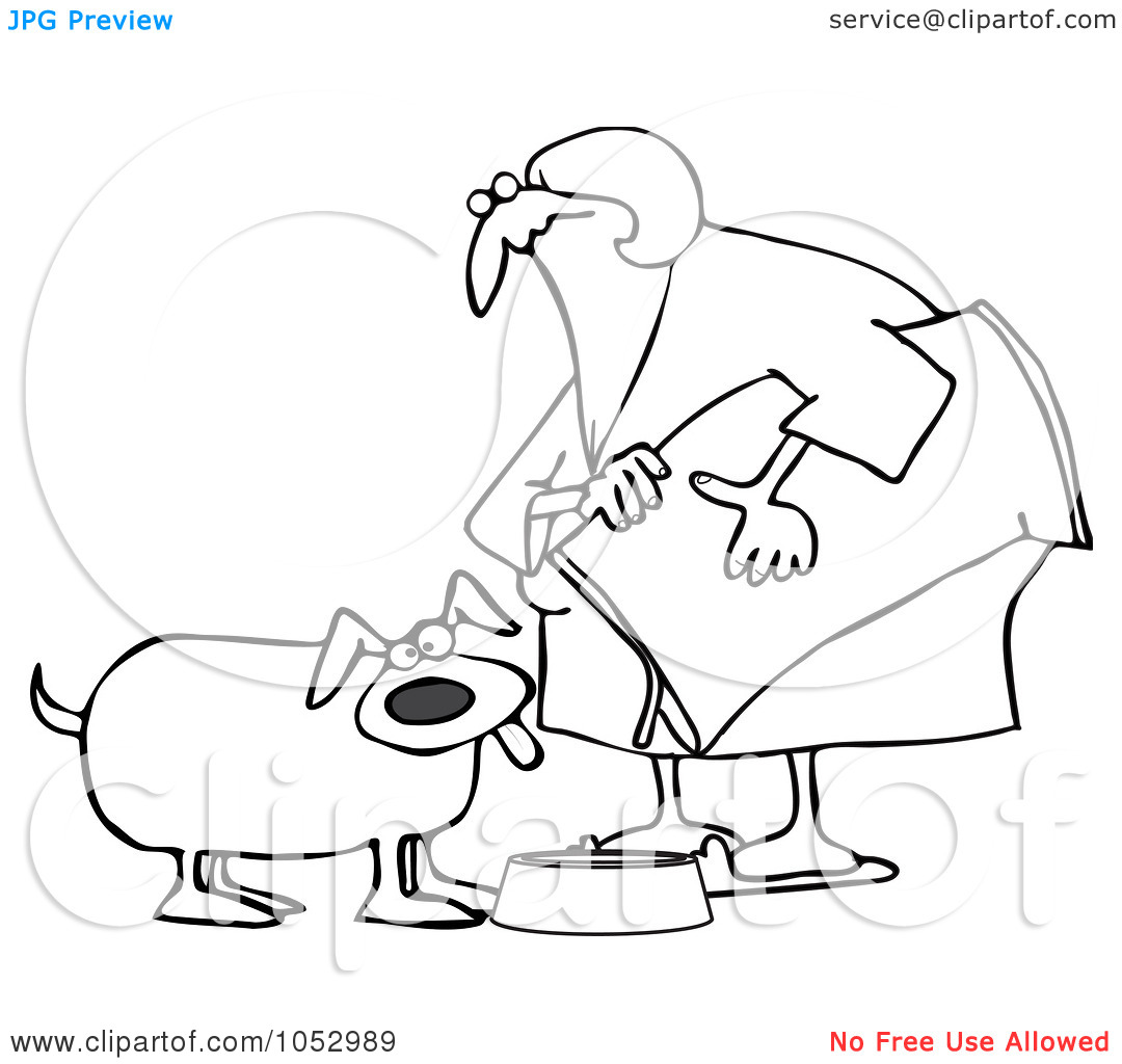 And White Woman Pouring Dog Food Into A Dish Outline By Djart  1052989