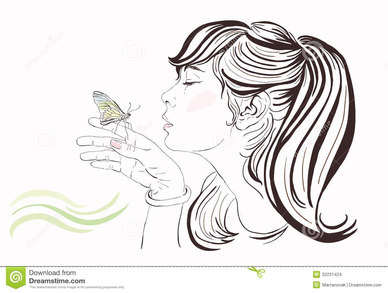 Beautiful Girl With Butterfly Stock Images   Image  32231424