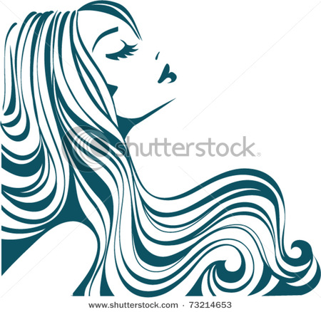 Beautiful Woman With Long Hair Flowing Like A River In A Vector Clip    