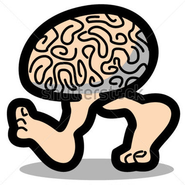 Brain Walking Or Running On Two Legs Showing Bare Stock Vector