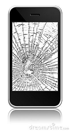Broken Mobile Phone Of The Next Generation With Cracked Touch Screen