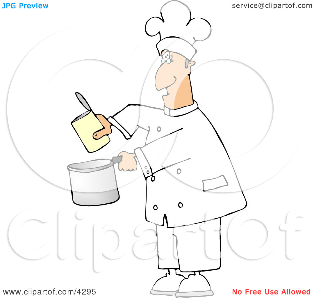 Chef Pouring Food From A Can Into A Cooking Pot Clipart By Djart  4295