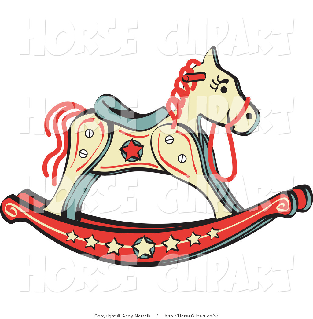 Clip Art Of A Children S Rocking Horse With Star Decorations
