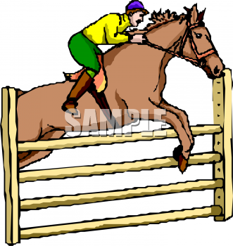Clipart Picture Of A Rider Jumping A Horse At An Event